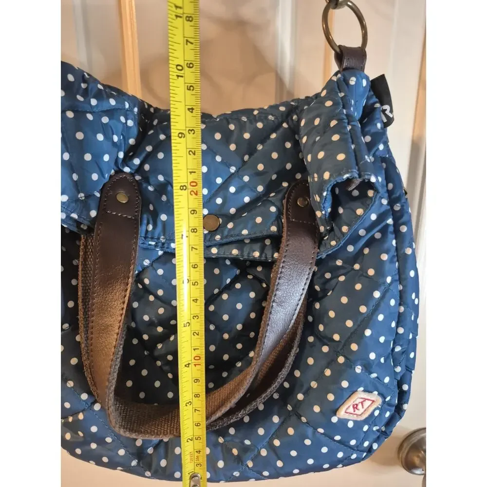 ROOTOTE Quilt 2-Way Bag Crossbody Shoulder Polka Dots Blue And White